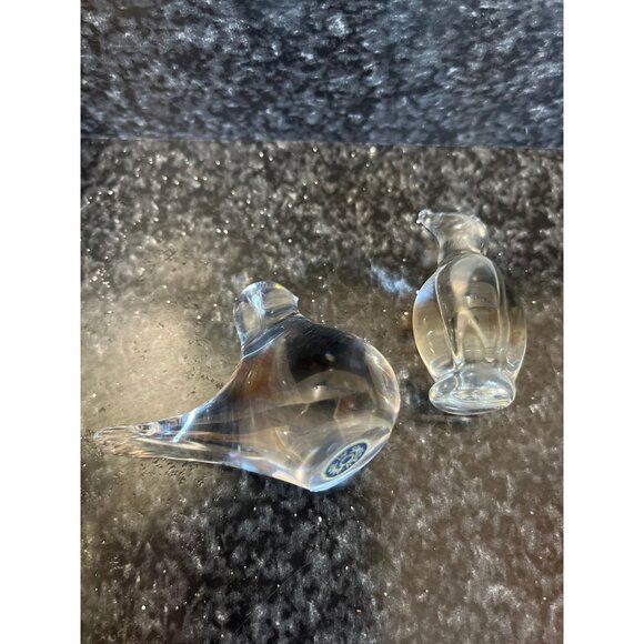 Vintage Art Glass Bird & Penguin Figurine Hand Blown Made in Sweden Paperweights
